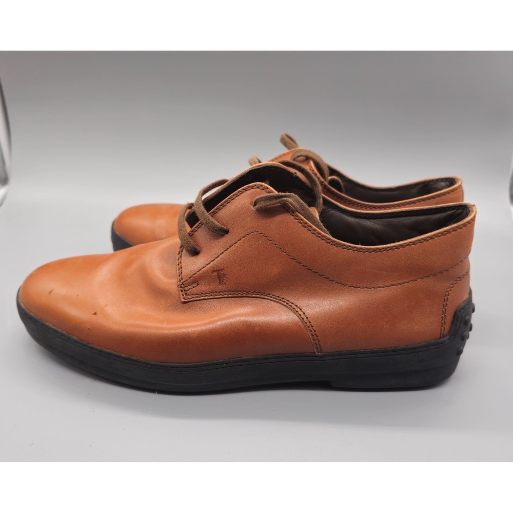 Tod's Lace up Classic Brown Leather Oxford Vitbram Sole Men's Dress Shoes Sz 9.5